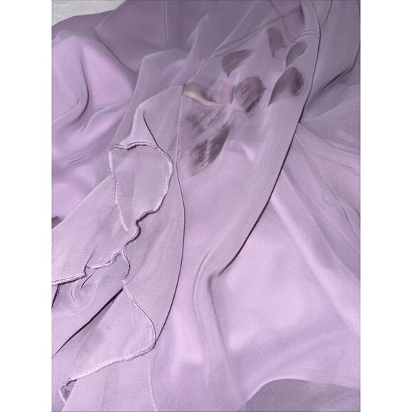 Y2K R&M Richards Lilac Chiffon Slip Dress Bias Cut Maxi Ruffle Hem Formal 12 - Picture 11 of 14
